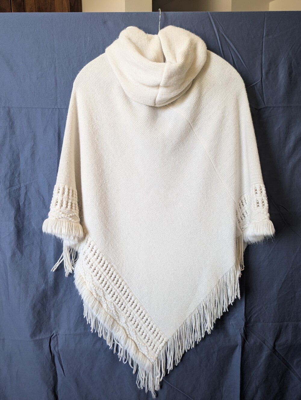 Lovecrazy Cream Cowl Fringe Poncho